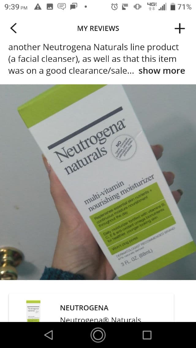 Neutrogena Naturals Multi-Vitamin Nourishing Moisturizer review photo by SamanthaF88