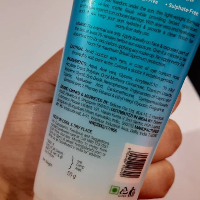 LAFZ Aqua Sunscreen SPF 50 PA+++ review photo by Tanzinaamy