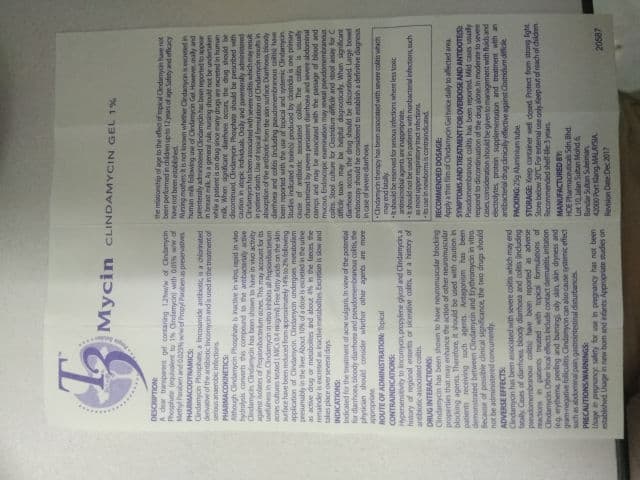 T3 Mycin Clindamycin Gel 1% review photo by aimon
