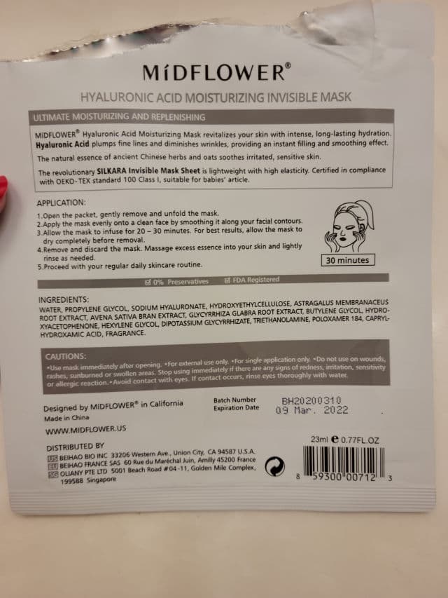 Midflower Hyaluronic Acid Moisturizing Mask review photo by kloveharmon