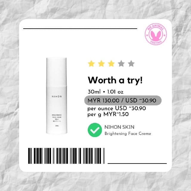 Nihon Brightening Face Creme review photo by skinwithbes