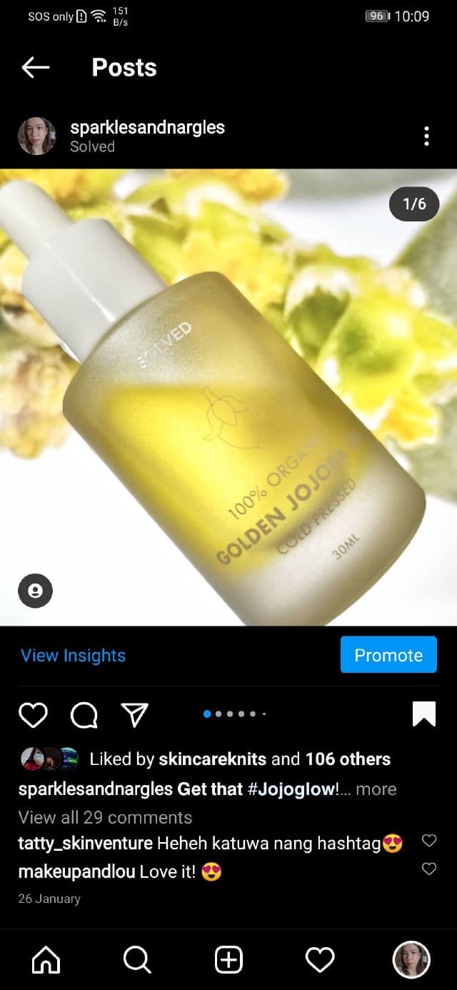 Solved Skincare 100% Organic Golden Jojoba Oil review photo by sparklesandnargles